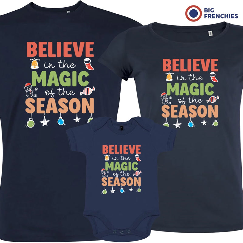 Believe In The Magic of the Season Christmas Matching Family Organic Tees (Set of 3)