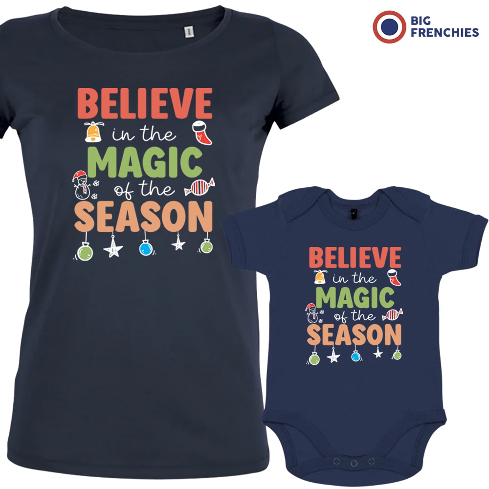 Believe In The Magic of the Season Christmas Mom and Child Organic Cotton family Set (Set of 2)