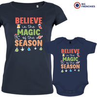 Believe In The Magic of the Season Christmas Mom and Child Organic Cotton family Set (Set of 2)