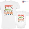 Believe In The Magic of the Season Christmas Dad and Child Organic Cotton family Set (Set of 2)