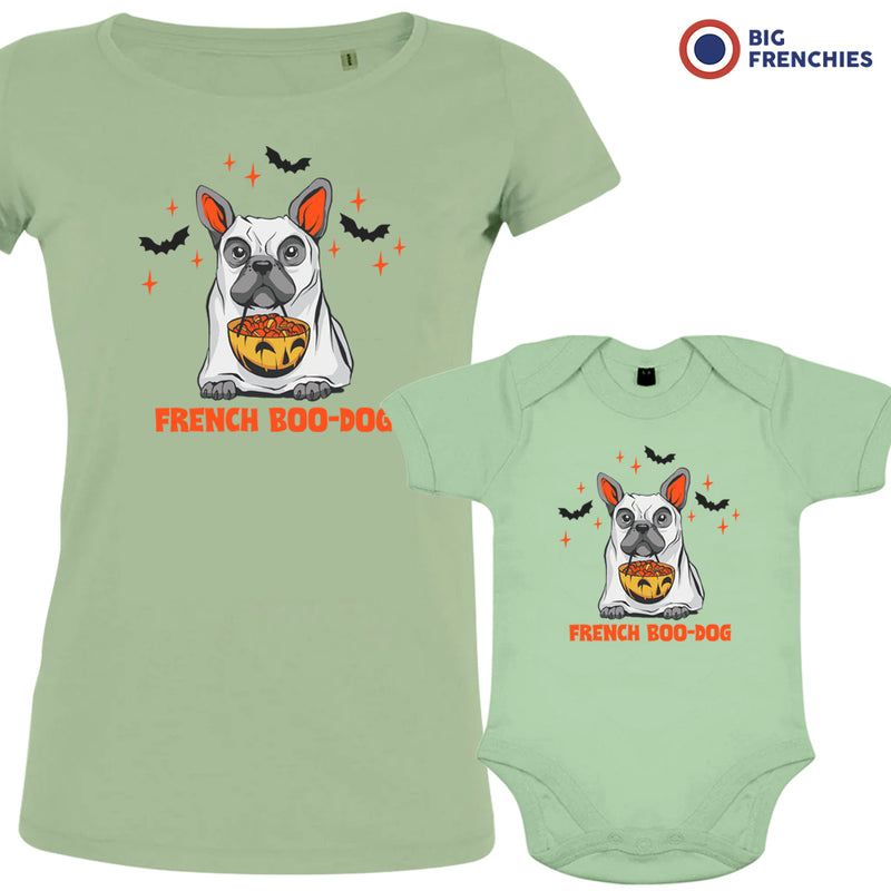 French Boo-Dog Halloween Mom and Baby Organic Cotton family Set (Set of 2)