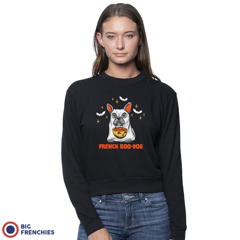 French Boo-Dog Halloween Women's Organic Cotton RPET French Terry Crew