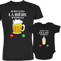 Je peux Pas La Bière Le Lait M'appelle Dad and Child Organic Cotton Matching Outfit