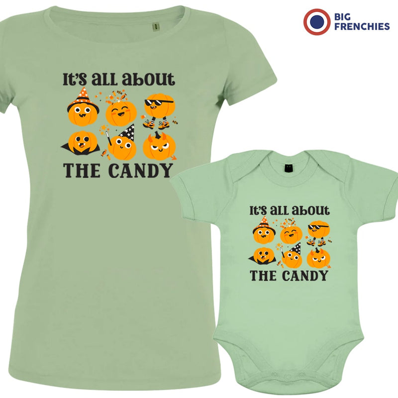 It's All About The Candy Halloween Mom and Baby Organic Cotton family Set (Set of 2)