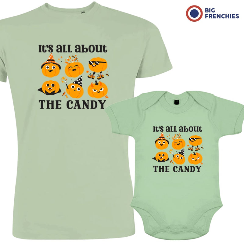 It's All About The Candy Halloween Dad and Child Organic Cotton family Set (Set of 2)