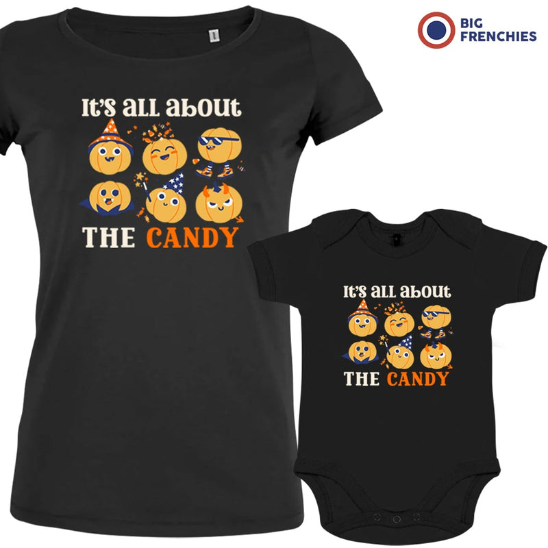 It's All About The Candy Halloween Mom and Baby Organic Cotton family Set (Set of 2)