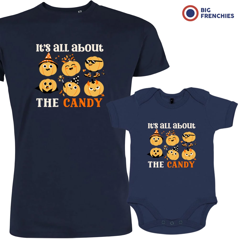 It's All About The Candy Halloween Dad and Child Organic Cotton family Set (Set of 2)