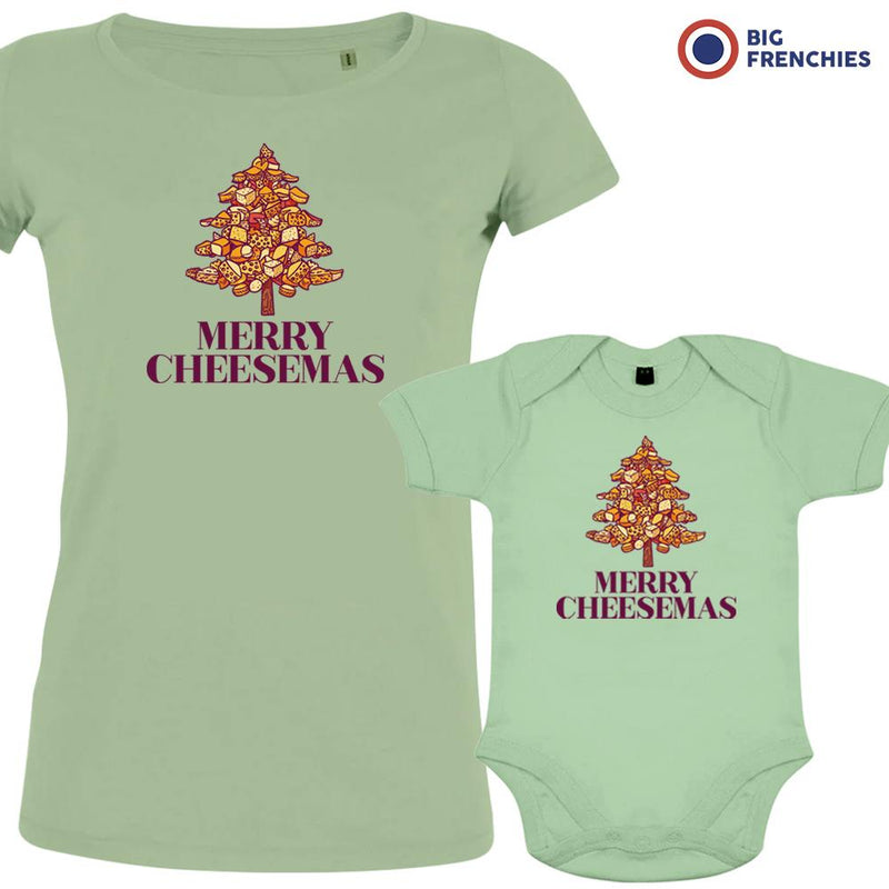 Merry Cheesemas Christmas Mom and Child Organic Cotton family Set (Set of 2)