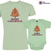 Merry Cheesemas Christmas Dad and Child Organic Cotton family Set (Set of 2)