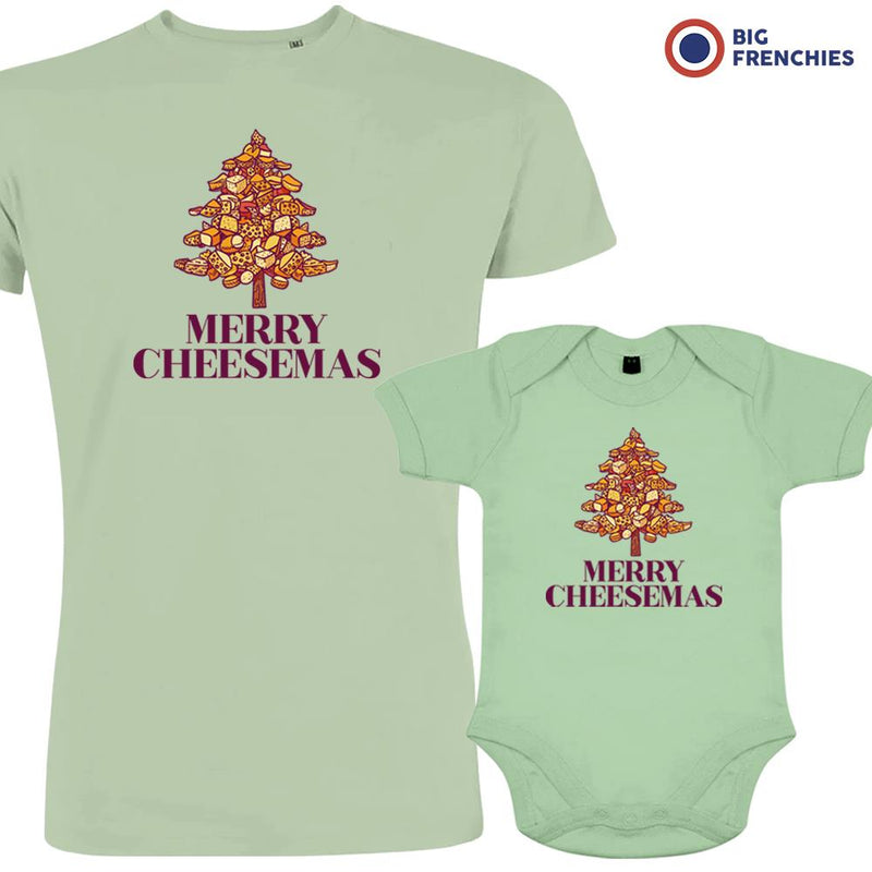 Merry Cheesemas Christmas Dad and Child Organic Cotton family Set (Set of 2)