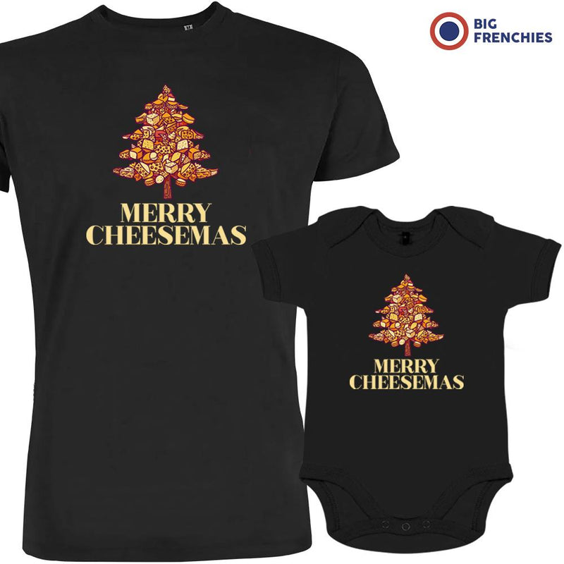 Merry Cheesemas Christmas Dad and Child Organic Cotton family Set (Set of 2)