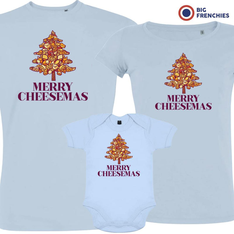 Merry Cheesemas Christmas Matching Family Organic Tees (Set of 3)