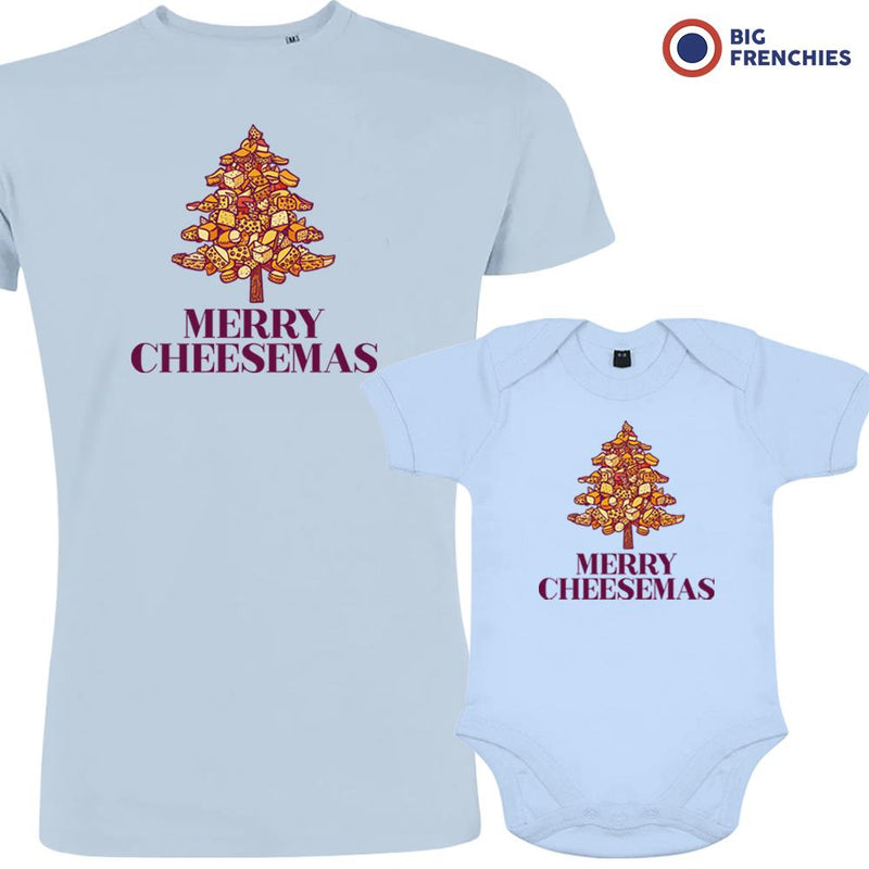 Merry Cheesemas Christmas Dad and Child Organic Cotton family Set (Set of 2)