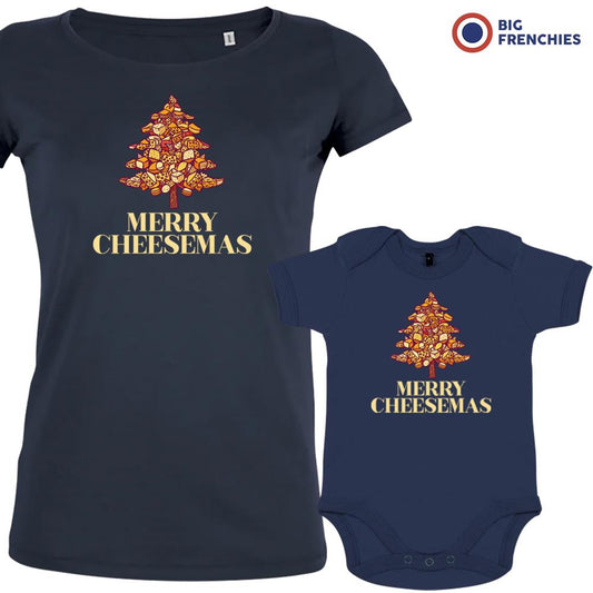 Merry Cheesemas Christmas Mom and Child Organic Cotton family Set (Set of 2)