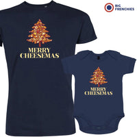 Merry Cheesemas Christmas Dad and Child Organic Cotton family Set (Set of 2)