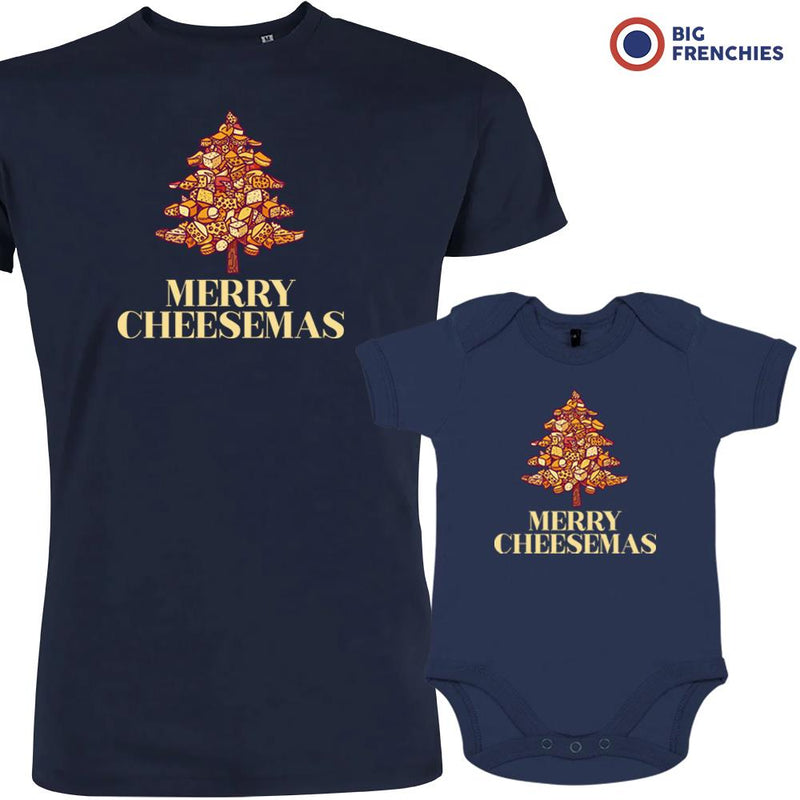 Merry Cheesemas Christmas Dad and Child Organic Cotton family Set (Set of 2)