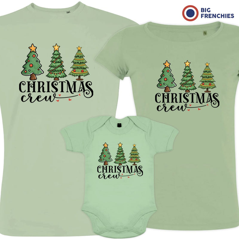 Christmas Crew with Trees Matching Family Organic Tees (Set of 3)