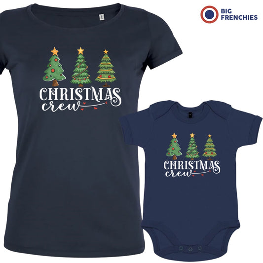 Christmas Crew with Trees Mom and Child Organic Cotton family Set (Set of 2)