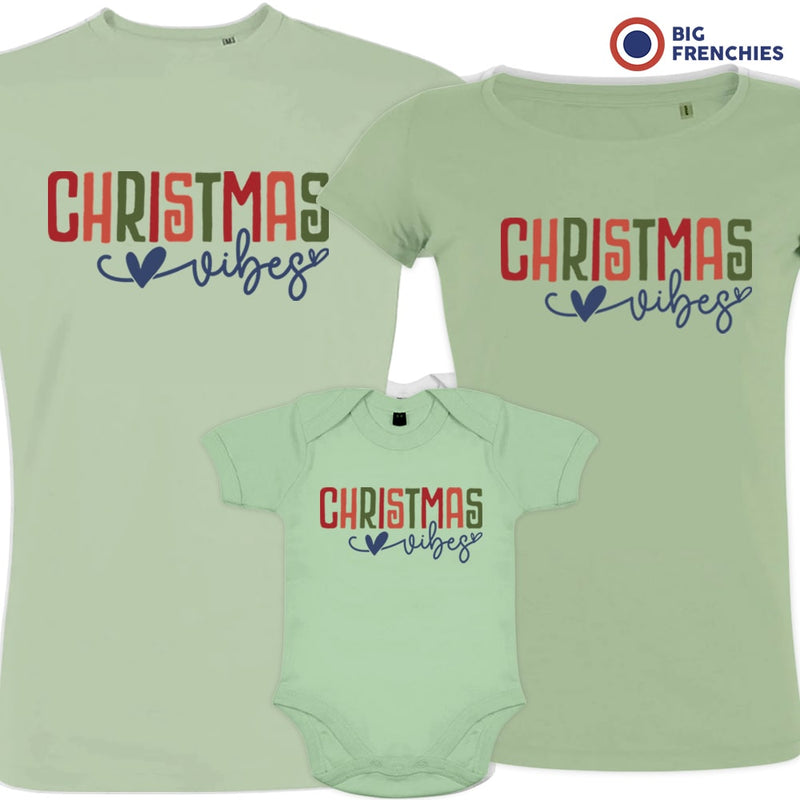 Christmas Vibes Matching Family Organic Tees (Set of 3)