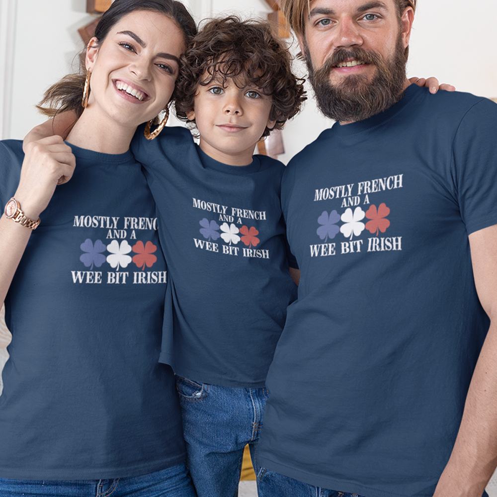 Mostly French and a Wee Bit Irish Matching Organic Cotton T-Shirts Family Set (Set of 3)