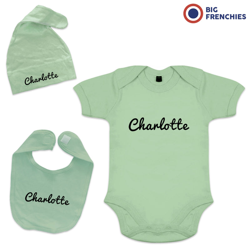 3 Piece Personalized Organic Cotton Baby Gift Set