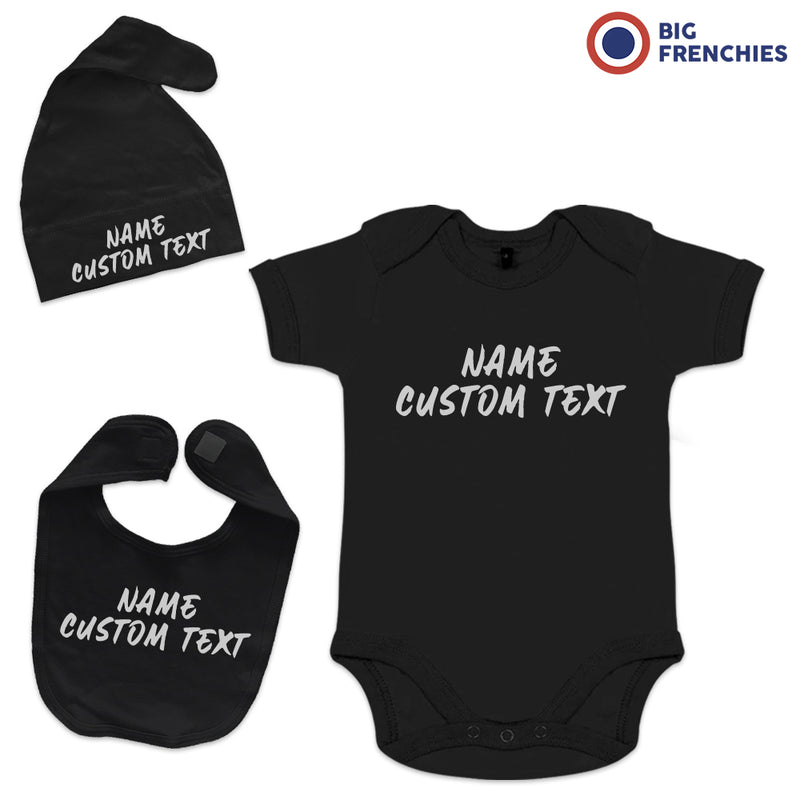 3 Piece Personalized Organic Cotton Baby Gift Set