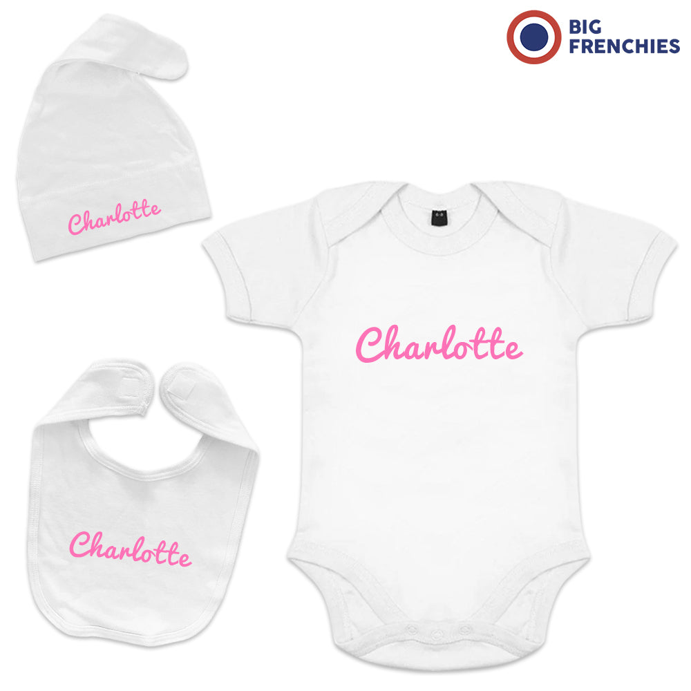 3 Piece Personalized Organic Cotton Baby Gift Set