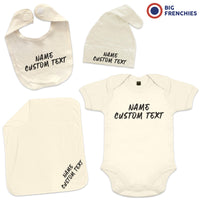 4 Piece Personalized Organic Cotton Baby Gift Set