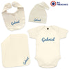 4 Piece Personalized Organic Cotton Baby Gift Set