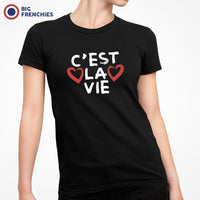 C'est La Vie With Hearts Women's Organic Cotton Tee