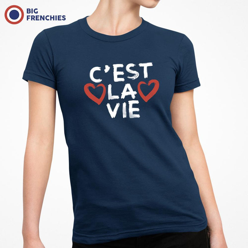 C'est La Vie With Hearts Women's Organic Cotton Tee