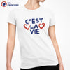 C'est La Vie With Hearts Women's Organic Cotton Tee