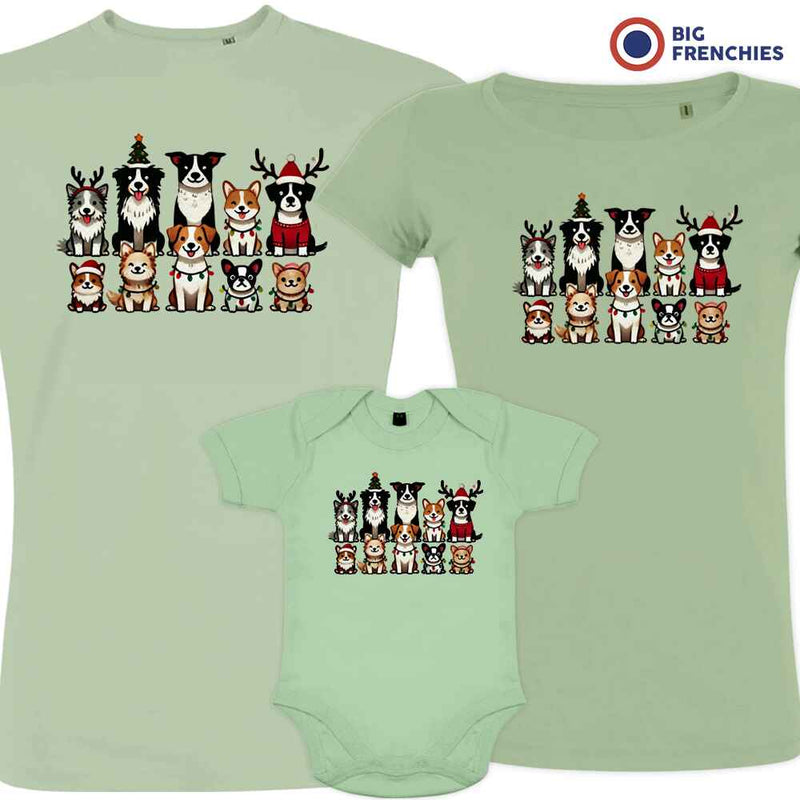 Christmas Dogs Matching Family Organic Tees (Set of 3)