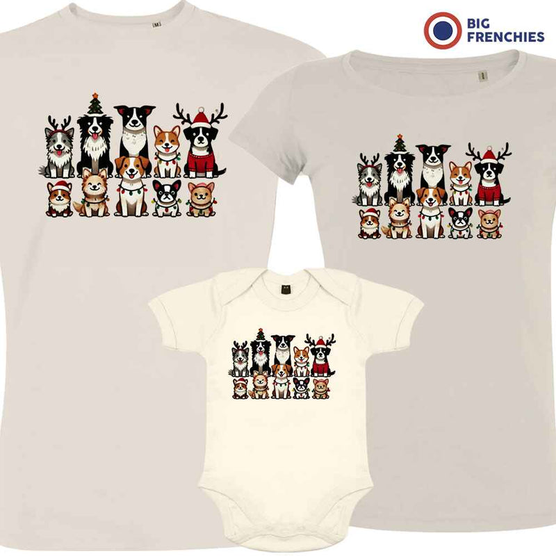 Christmas Dogs Matching Family Organic Tees (Set of 3)