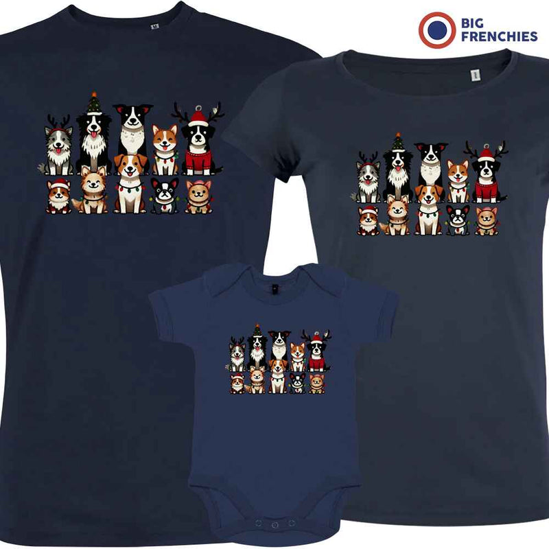 Christmas Dogs Matching Family Organic Tees (Set of 3)