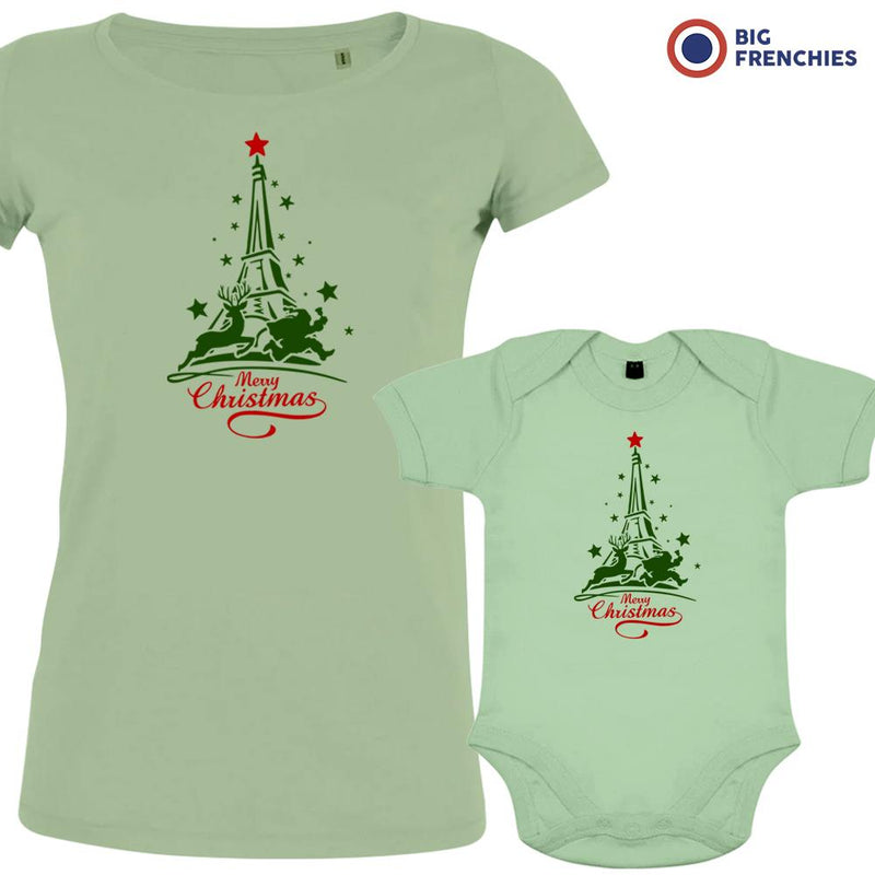 Christmas Eiffel Tower Mom and Child Organic Cotton family Set (Set of 2)