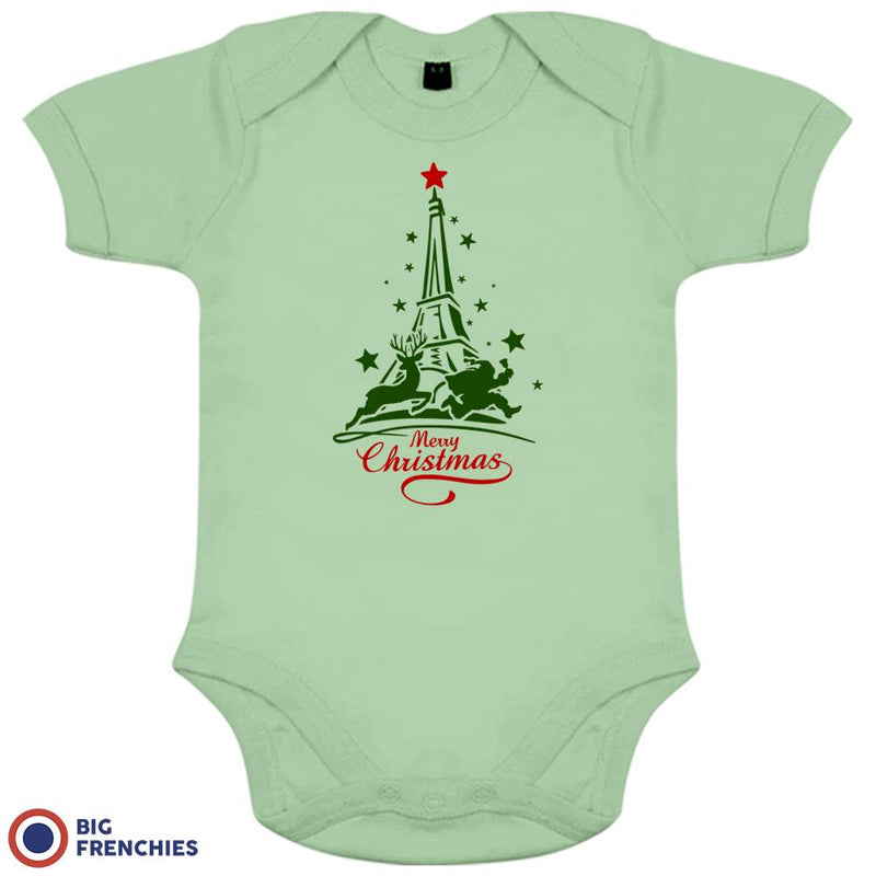 Christmas Eiffel Tower Organic Cotton Baby Onesie