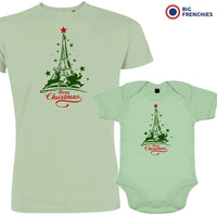 Christmas Eiffel Tower  Dad and Child Organic Cotton family Set (Set of 2)