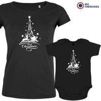 Christmas Eiffel Tower Mom and Child Organic Cotton family Set (Set of 2)