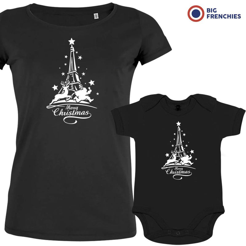 Christmas Eiffel Tower Mom and Child Organic Cotton family Set (Set of 2)