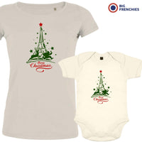 Christmas Eiffel Tower Mom and Child Organic Cotton family Set (Set of 2)