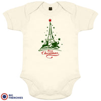 Christmas Eiffel Tower Organic Cotton Baby Onesie