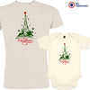 Christmas Eiffel Tower  Dad and Child Organic Cotton family Set (Set of 2)