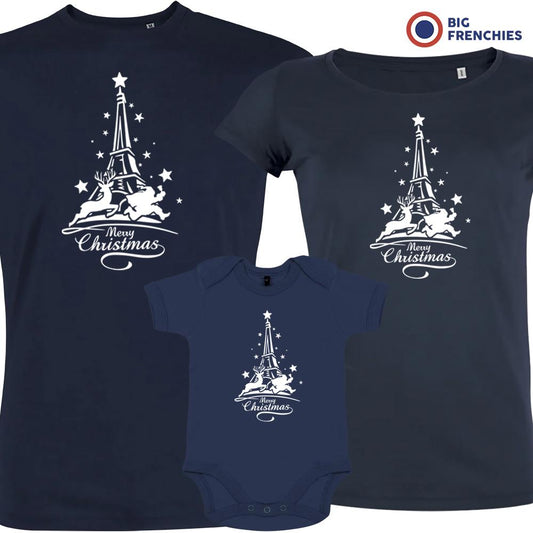 Christmas Eiffel Tower Matching Family Organic Tees (Set of 3)