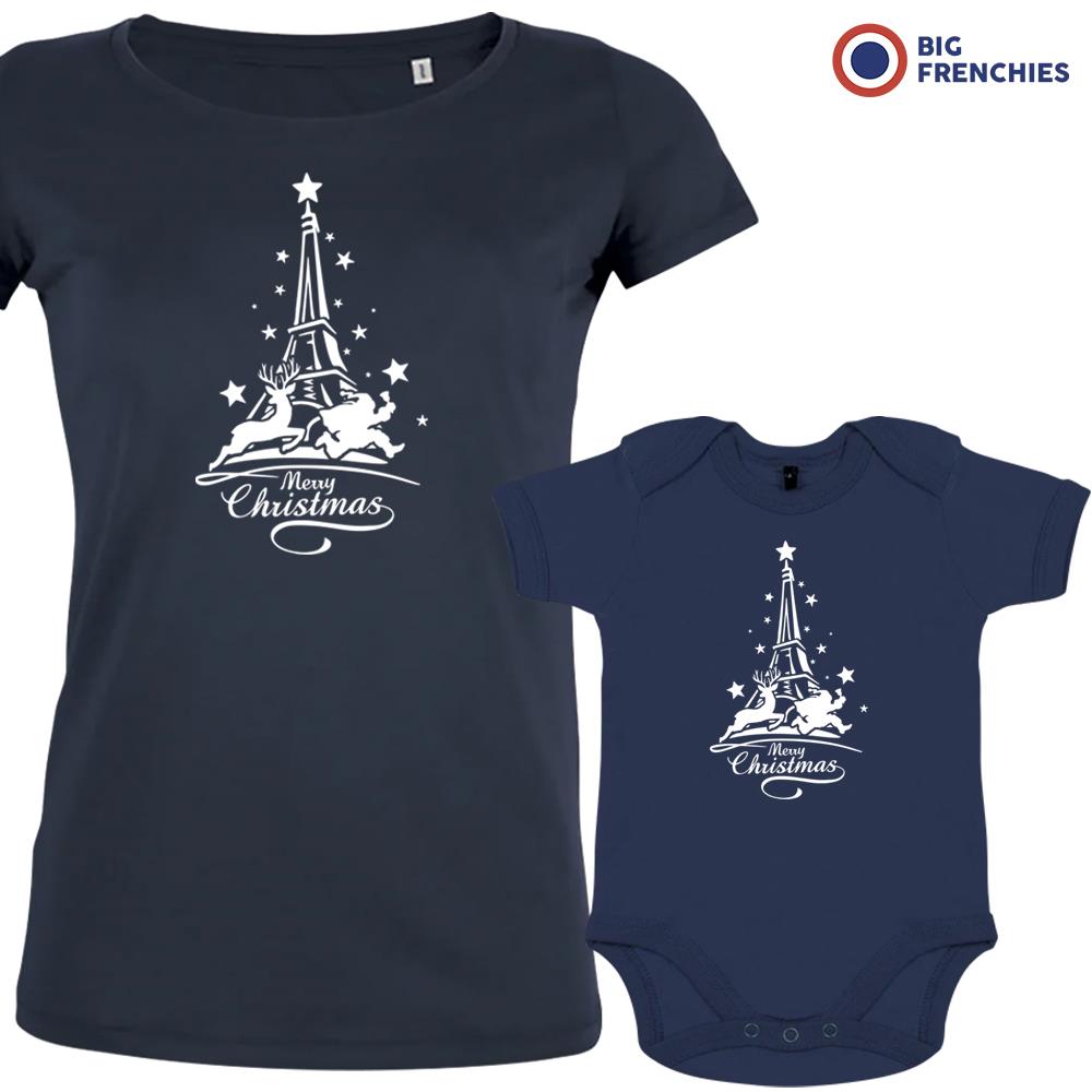 Christmas Eiffel Tower Mom and Child Organic Cotton family Set (Set of 2)