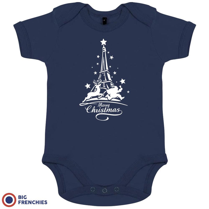 Christmas Eiffel Tower Organic Cotton Baby Onesie