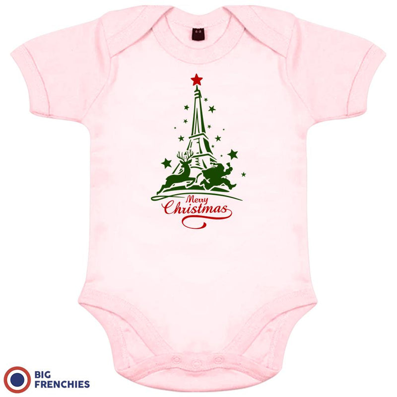 Christmas Eiffel Tower Organic Cotton Baby Onesie