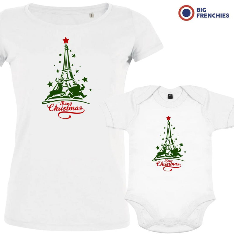 Christmas Eiffel Tower Mom and Child Organic Cotton family Set (Set of 2)