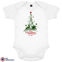 Christmas Eiffel Tower Organic Cotton Baby Onesie