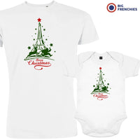 Christmas Eiffel Tower  Dad and Child Organic Cotton family Set (Set of 2)